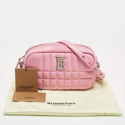 Pre Owned Burberry Pink Quilted Leather Mini Lola Camera Bag