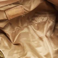 Pre Owned Burberry Beige House Check Fabric and Leather Shoulder Bag