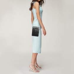 Pre Owned Burberry Black Monogram Embossed Leather Robin Crossbody Bag