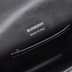 Pre Owned Burberry Black Monogram Embossed Leather Robin Crossbody Bag