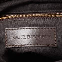 Burberry Beige/Brown Haymarket Check Coated Canvas and Leather Buckle Flap Crossbody Bag