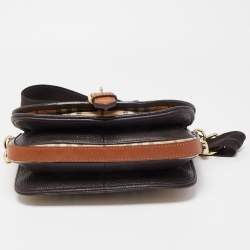 Burberry Beige/Brown Haymarket Check Coated Canvas and Leather Buckle Flap Crossbody Bag