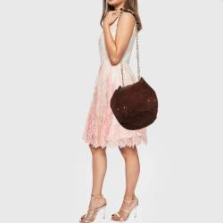 Pre Owned Burberry Brown Suede Chain Bucket Bag