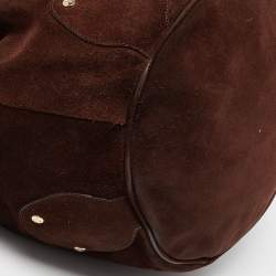 Pre Owned Burberry Brown Suede Chain Bucket Bag