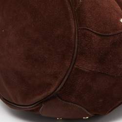 Pre Owned Burberry Brown Suede Chain Bucket Bag