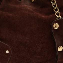 Pre Owned Burberry Brown Suede Chain Bucket Bag