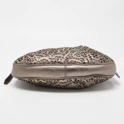 Pre Owned Burberry Metallic/Beige Novacheck PVC and Leather Small Brooklyn Hobo
