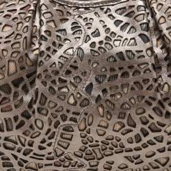 Pre Owned Burberry Metallic/Beige Novacheck PVC and Leather Small Brooklyn Hobo