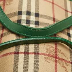 Pre Owned Burberry Beige/Green Haymarket Check PVC and Leather Large Canterbury Tote