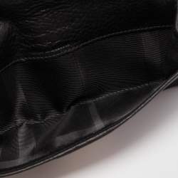 Pre Owned Burberry Black Nylon and Leather Flap Continental Wallet