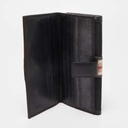 Pre Owned Burberry Black Nylon and Leather Flap Continental Wallet
