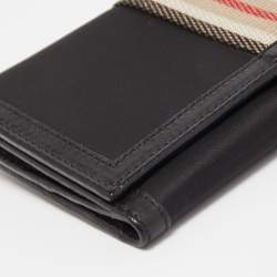 Pre Owned Burberry Black Nylon and Leather Flap Continental Wallet