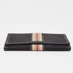 Pre Owned Burberry Black Nylon and Leather Flap Continental Wallet