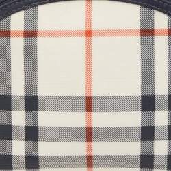 Pre Owned Burberry Navy Blue/Beige Housecheck PVC Cosmetic Pouch
