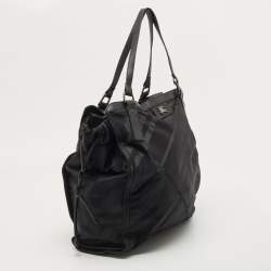 Pre Owned Burberry Black Nova Check Nylon and Leather Buckleigh Tote