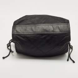Pre Owned Burberry Black Nova Check Nylon and Leather Buckleigh Tote