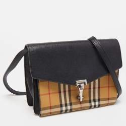 مملوكة مسبقًا حقيبة كروس بربري ماكين جلد وكانفاس كاروهات هاوس 