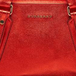 Burberry Metallic Red Leather Somerford Convertible Tote