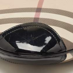 مملوكة مسبقًا Burberry Black/Beige Supernova Check Coated Canvas and Patent Leather Dryden Crossbody Bag