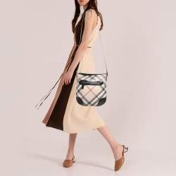 مملوكة مسبقًا Burberry Black/Beige Supernova Check Coated Canvas and Patent Leather Dryden Crossbody Bag