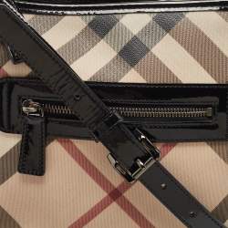 مملوكة مسبقًا Burberry Black/Beige Supernova Check Coated Canvas and Patent Leather Dryden Crossbody Bag