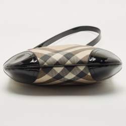 مملوكة مسبقًا Burberry Black/Beige Supernova Check Coated Canvas and Patent Leather Dryden Crossbody Bag
