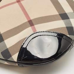 مملوكة مسبقًا Burberry Black/Beige Supernova Check Coated Canvas and Patent Leather Dryden Crossbody Bag