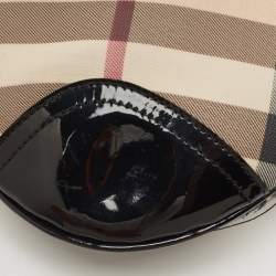 مملوكة مسبقًا Burberry Black/Beige Supernova Check Coated Canvas and Patent Leather Dryden Crossbody Bag