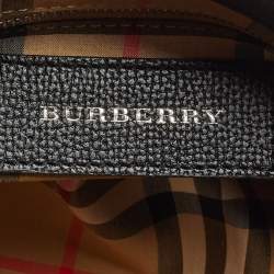  مملوكة مسبقًا حقيبة يد بربري بانر صغيرة كانفاس مربعات هاوس و جلد أسود 