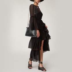 مملوكة مسبقًا حقيبة يد بربري بانر صغيرة كانفاس مربعات هاوس و جلد أسود 