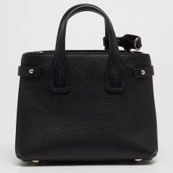 مملوكة مسبقًا حقيبة يد بربري بانر صغيرة كانفاس مربعات هاوس و جلد أسود 