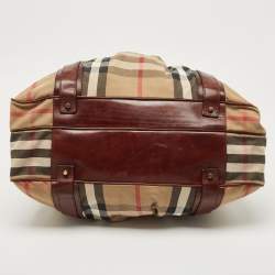 Burberry Brown/Beige House Check Canvas and Leather Ashbury Knight Duffel Bag