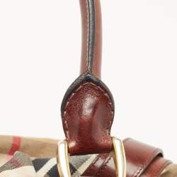Burberry Brown/Beige House Check Canvas and Leather Ashbury Knight Duffel Bag