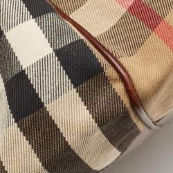 Burberry Brown/Beige House Check Canvas and Leather Ashbury Knight Duffel Bag