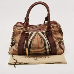 Burberry Brown/Beige House Check Canvas and Leather Ashbury Knight Duffel Bag