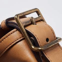 Pre Owned Burberry Tan/Beige House Check Canvas and Leather Hobo