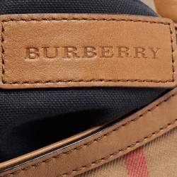 Pre Owned Burberry Tan/Beige House Check Canvas and Leather Hobo