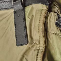 Burberry Military Green Nylon and Leather Buckleigh Tote