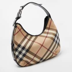 Pre Owned Burberry Beige/Black Supernova Coated Canvas Barton Hobo