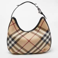Pre Owned Burberry Beige/Black Supernova Coated Canvas Barton Hobo