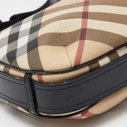 Pre Owned Burberry Beige/Black Supernova Coated Canvas Barton Hobo