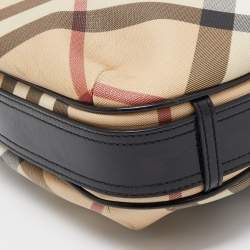 Pre Owned Burberry Beige/Black Supernova Coated Canvas Barton Hobo