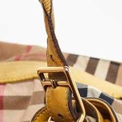 مملوكة مسبقًا حقيبة حفاضات بربري أوريلا جلد وكانفاس هاوس تشيك بيج