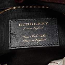 Pre Owned Burberry Tan/Beige House Check Fabric and Leather Small Canterbury Tote