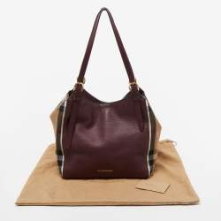 Pre Owned Burberry Tan/Beige House Check Fabric and Leather Small Canterbury Tote