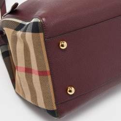 Pre Owned Burberry Tan/Beige House Check Fabric and Leather Small Canterbury Tote