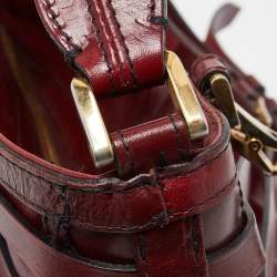 Pre Owned Burberry Burgundy Leather Bridle Dutton Hobo