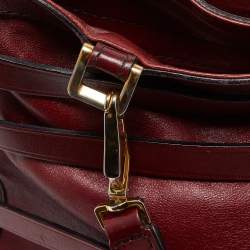 Pre Owned Burberry Burgundy Leather Bridle Dutton Hobo