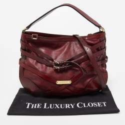Pre Owned Burberry Burgundy Leather Bridle Dutton Hobo