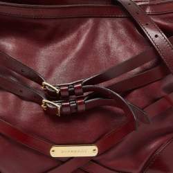 Pre Owned Burberry Burgundy Leather Bridle Dutton Hobo